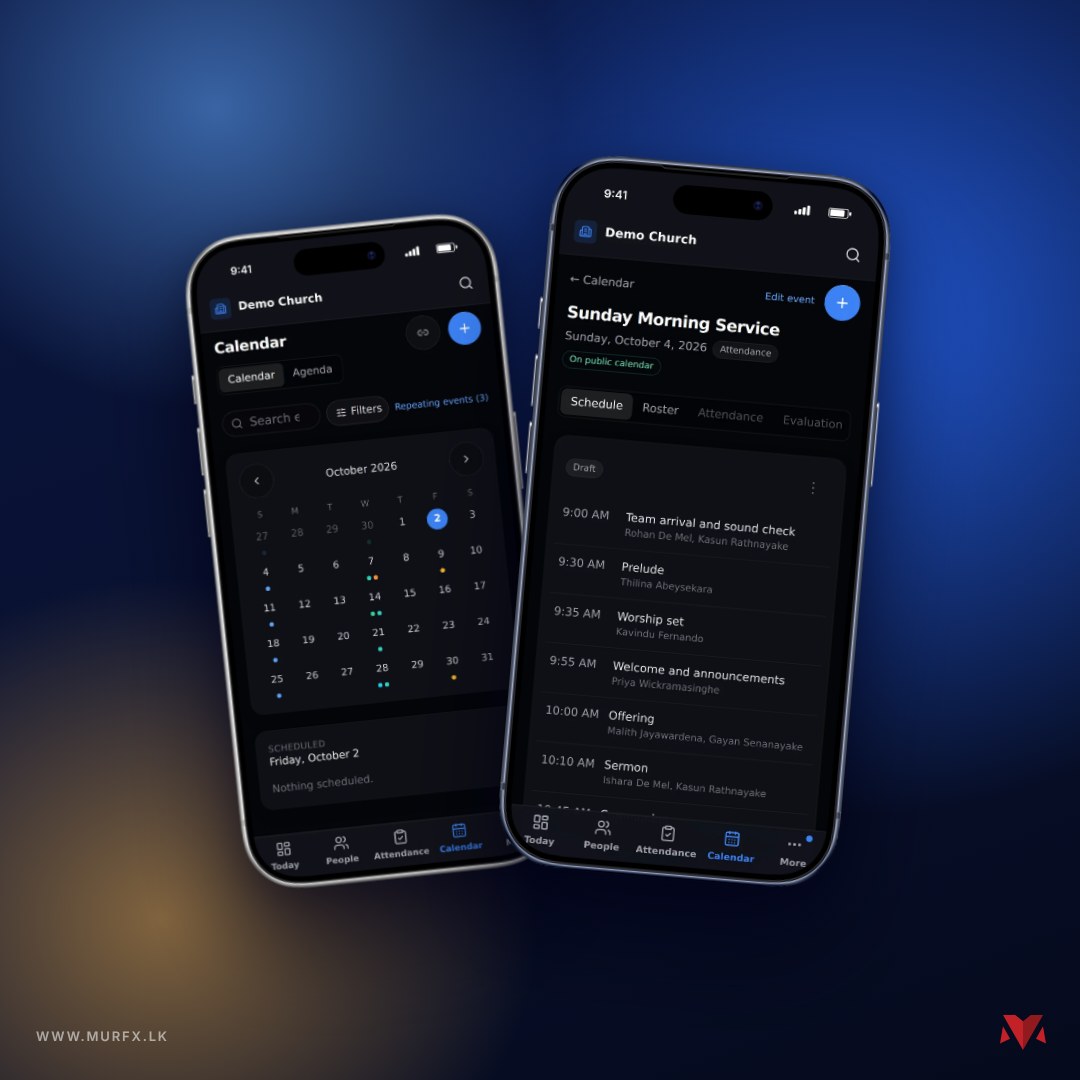 CFOLD's calendar and a service's order of service on two phones